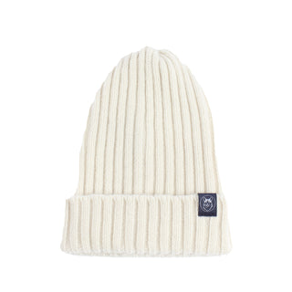 White Women's Ribbed Wool Beanie