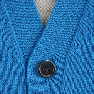Men's blue sleeveless v-neck cardigan
