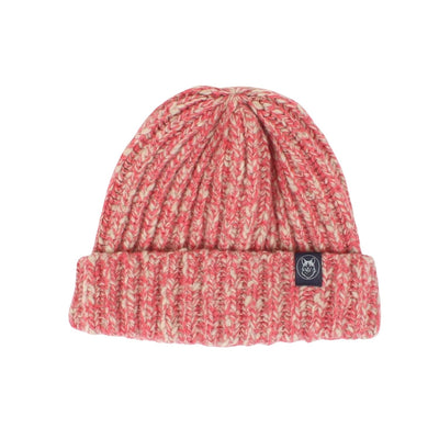 red cashmere blend beanie on a white background