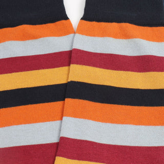 close up of colourful striped socks