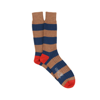 Men's 2 Col Stripe Wool & Cotton Socks