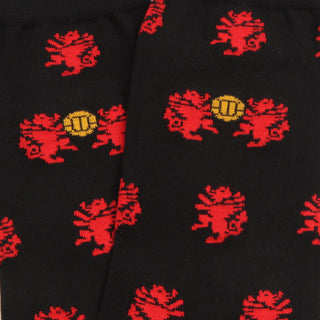 Black fabric with red dragon patterns
