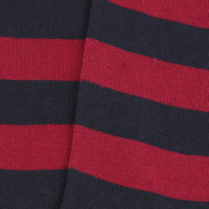 Close-up of red and navy striped fabric