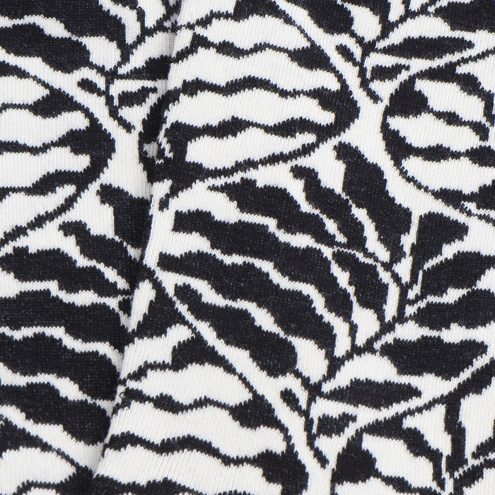 Close-up of black and white modern floral fabric pattern
