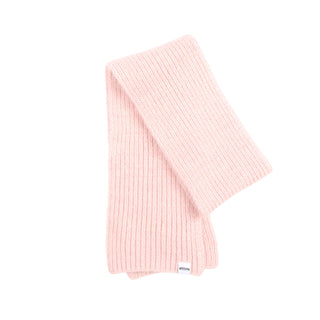 Pink knitted scarf on a white background