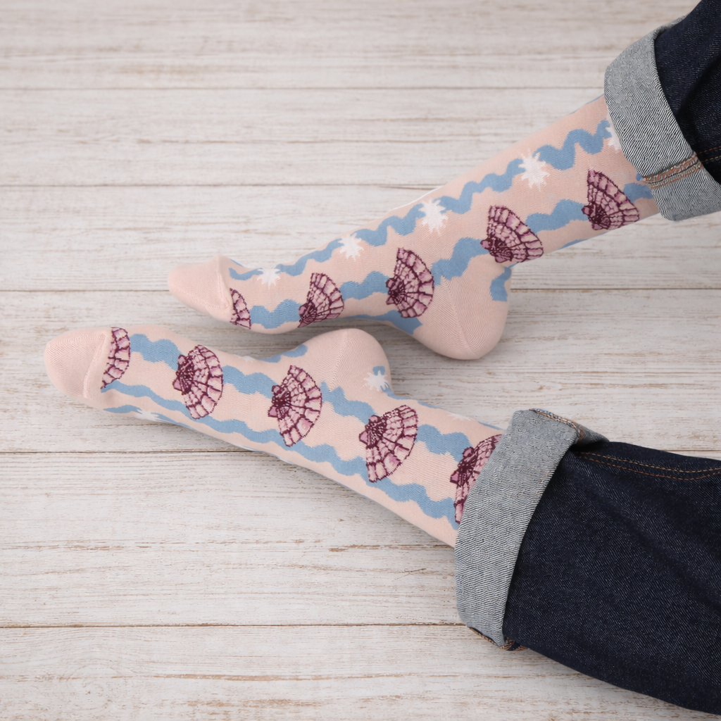 Women's Sea Shell Wave Cotton Socks