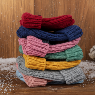 stack of colourful beanies