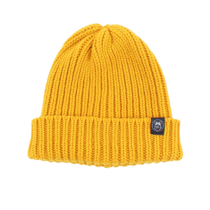 gold Rib Knit Cashmere Beanie hat