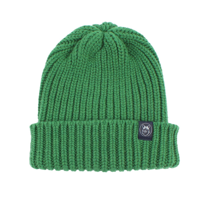 green Rib Knit Cashmere Beanie hat