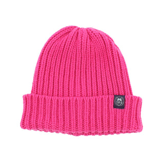 hot pink Rib Knit Cashmere Beanie hat