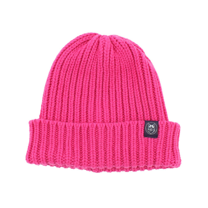 hot pink Rib Knit Cashmere Beanie hat