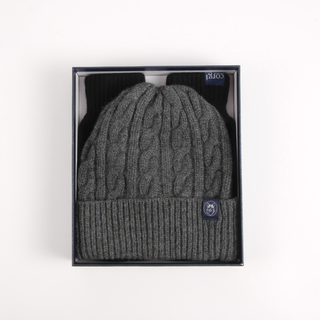 Men's Cashmere Beanie Glove Gift Set in Black