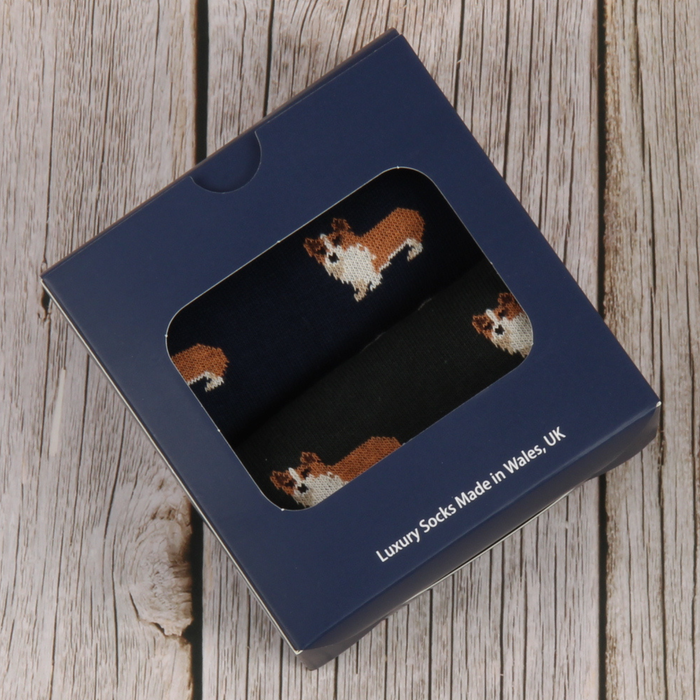Men's 2-Pair Corgi Dogs Gift Box