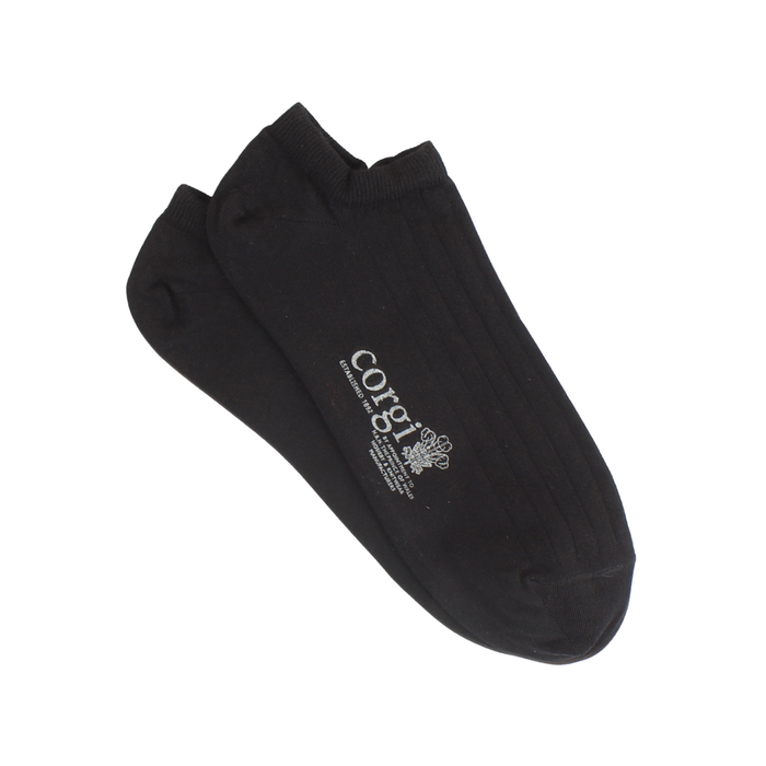 Black ankle sock with 'Corgi' branding on a white background