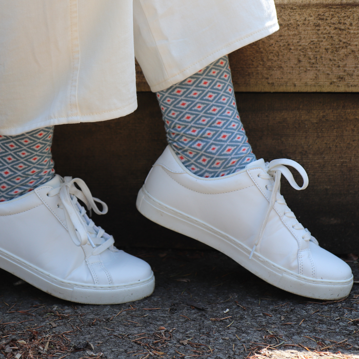 Women's Tile Print Cotton Socks