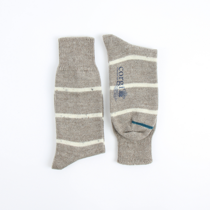striped British wool socks side by side