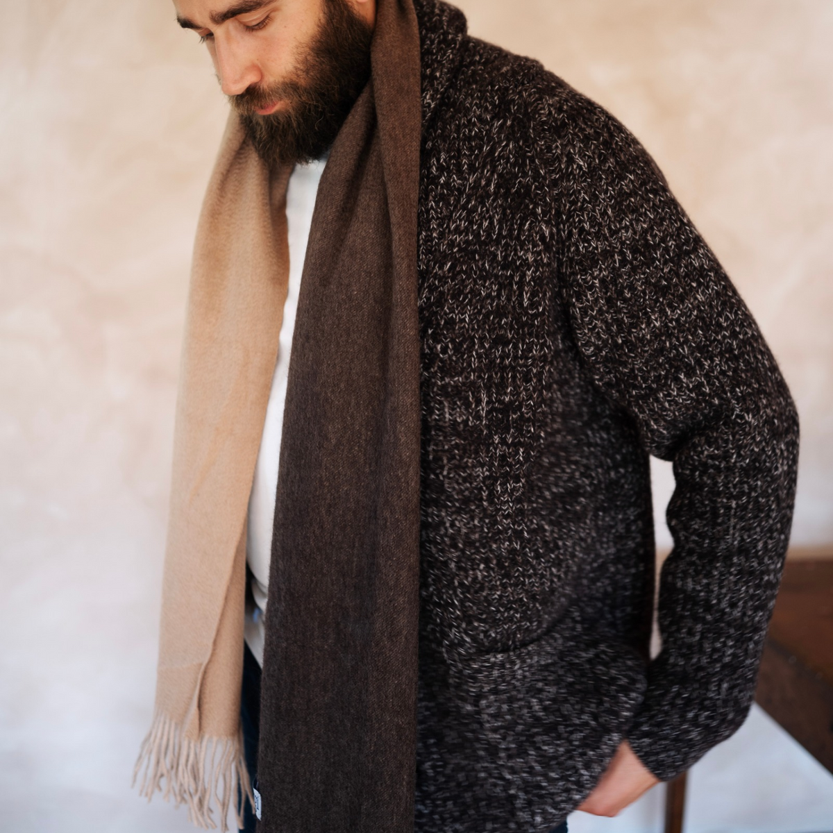Men's Woven Cashmere Ombre Scarf