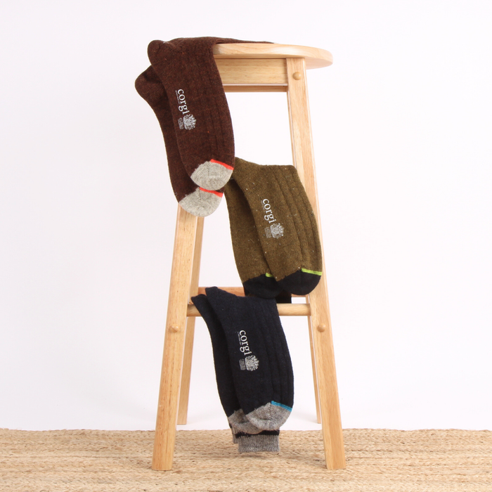 Men's Striped Cuff British Wool Socks