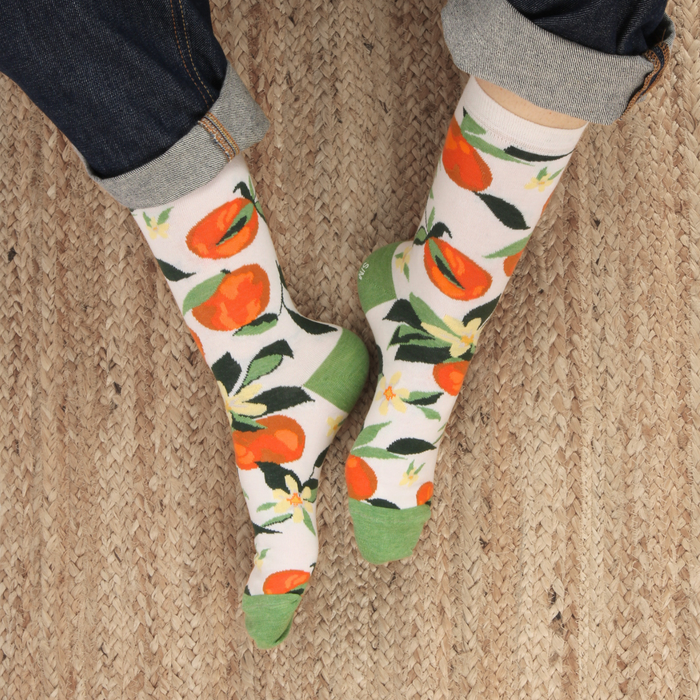 Women's Orange Cotton Socks