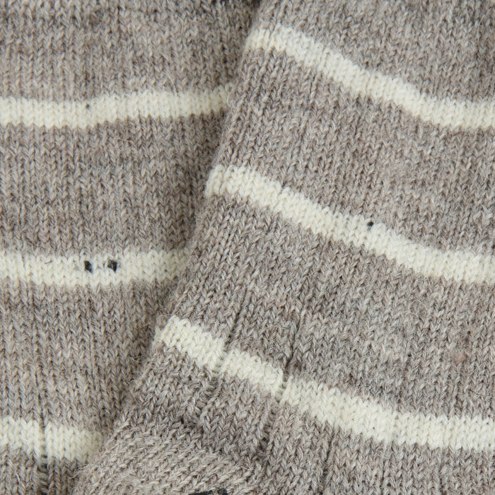 Close up of the ribbed knitted fabric on the sock.
