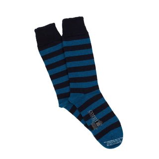 Luxury Navy and Denim Stripe Cashmere & Cotton Socks - Corgi Socks