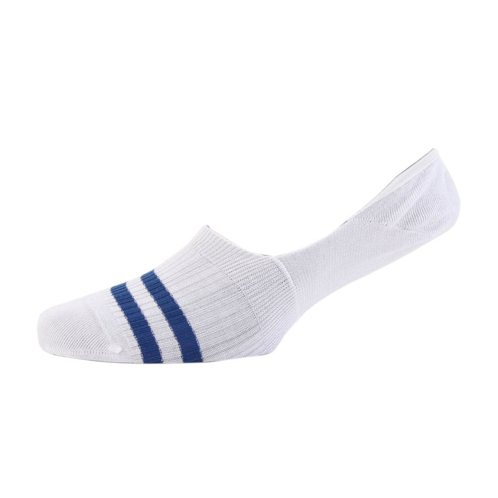 white Sports Stripe Mercerised Cotton Men's Invisible Socks - Corgi Socks