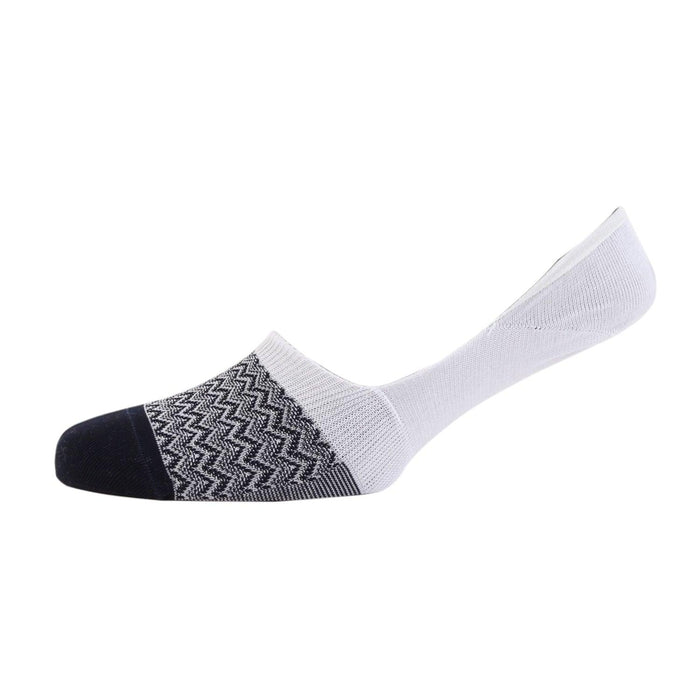 Navy and white Mini Chevron Mercerised white Cotton mens Invisible Socks - Corgi Socks