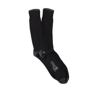 Black sock with gray accents on a white background