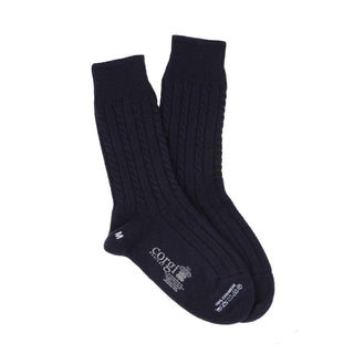 Women's Luxury Hand Knitted Mini Cable Pure Cashmere Socks - Corgi Socks
