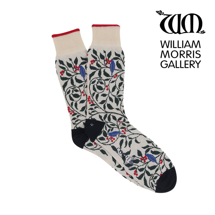 Women's William Morris Bird in Holly Tree 1890's Cotton Socks - Corgi Socks