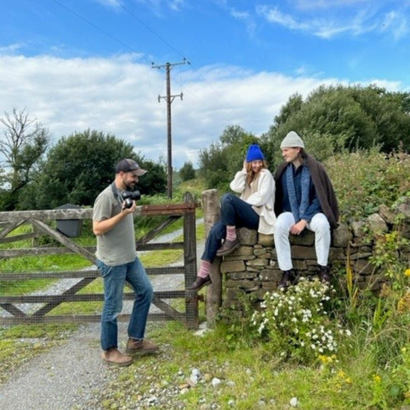 Behind the scenes of winter sock and knitwear photoshoot 