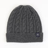 men's cable beanie in colour charcoal. 