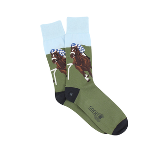 Men's Horse Racing Scene Cotton Socks