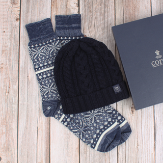 Men's Cashmere/Wool Hat & Sock Gift Set
