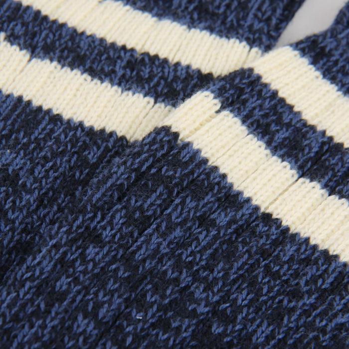Close-up of blue and white striped fabric texture