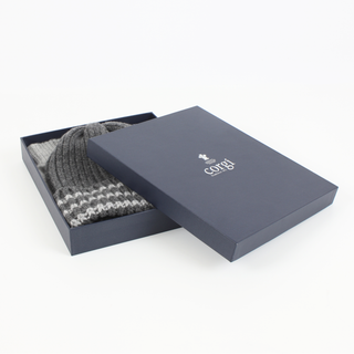 Men's Wool Striped Rib Hat and Glove Gift Box