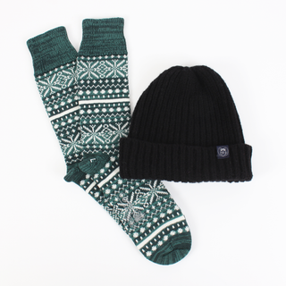 Men's Rib Hat and Fair Isle Wool Sock Gift Box