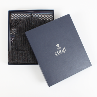 Men's Rib Hat and Fair Isle Wool Sock Gift Box