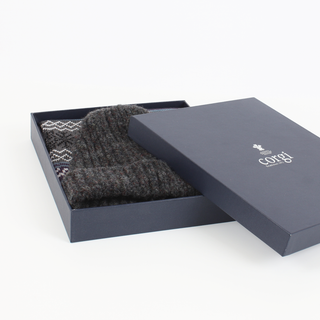 Men's Rib Hat and Fair Isle Wool Sock Gift Box