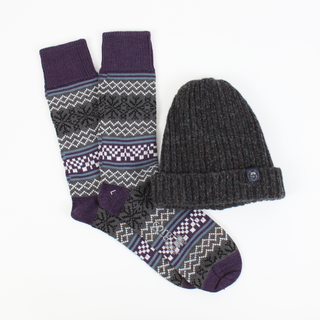 Men's Rib Hat and Fair Isle Wool Sock Gift Box