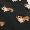 Green socks with brown and white corgi dog pattern