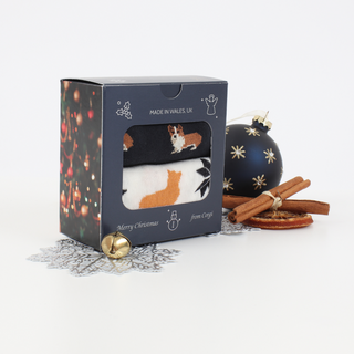 Men's Christmas Corgi Dog 2-Pair Gift Box