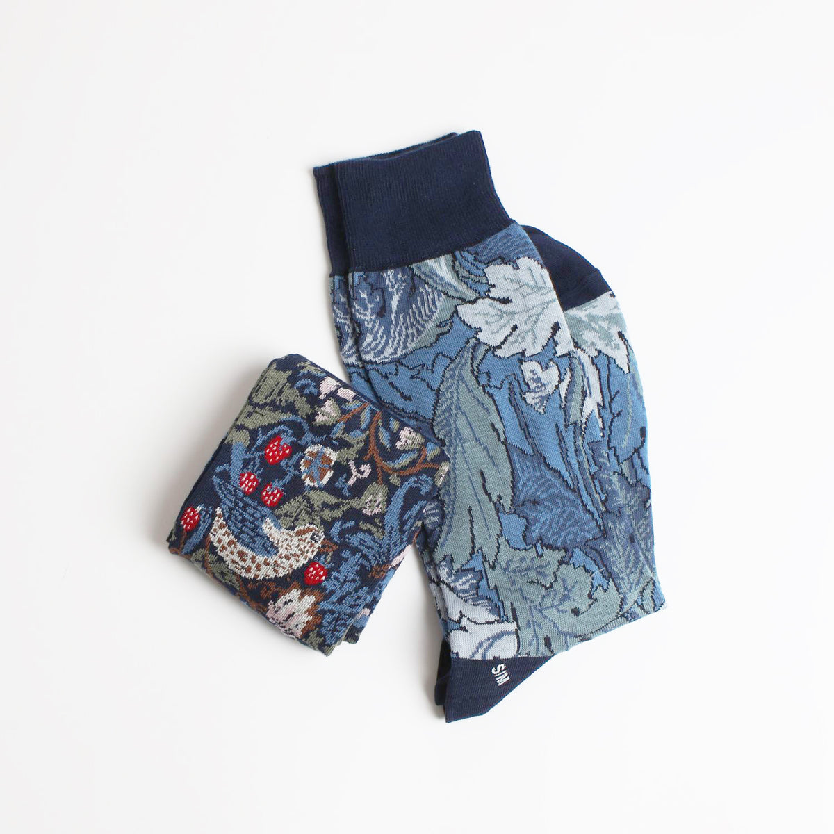 2 pairs of William Morris socks on a white background