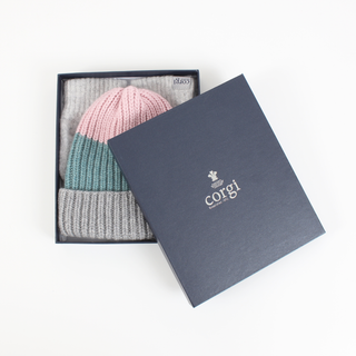 Women's Wool Colour Block Hat & Glove Gift Box
