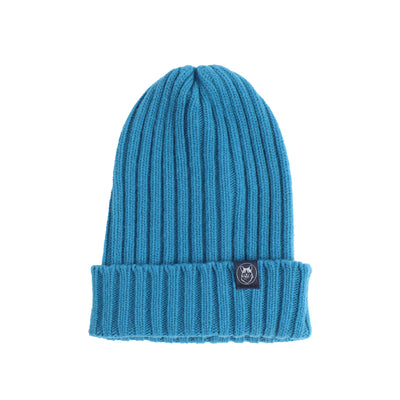 Blue Women's Ribbed Wool Beanie