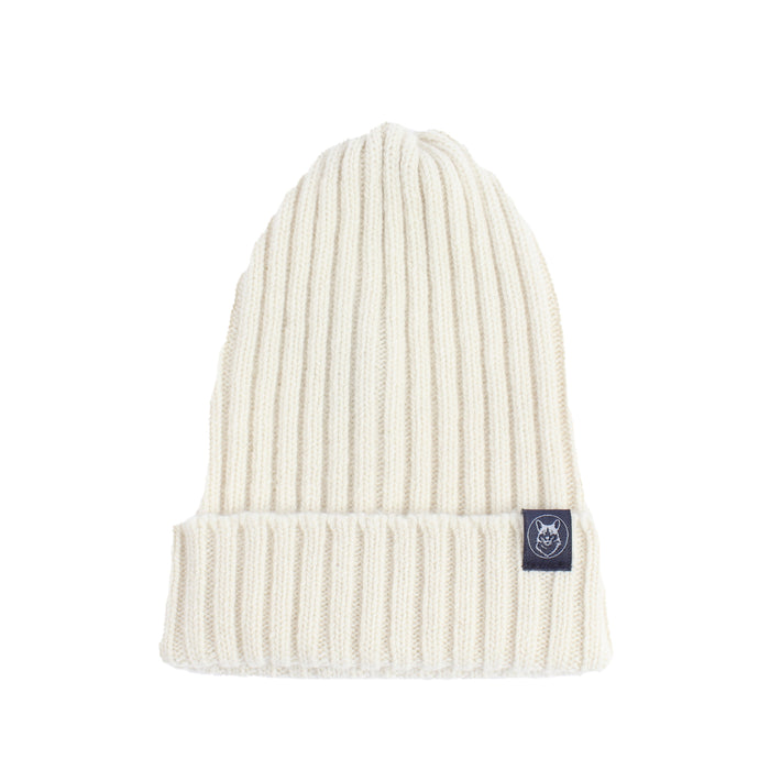 White Women's Ribbed Wool Beanie