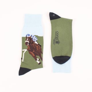 Men's Horse Racing Scene Cotton Socks