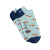 Pair of socks with corgi pattern on a light blue background