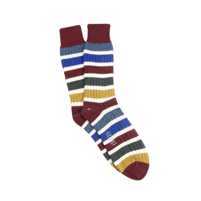 Colorful striped socks on a white background