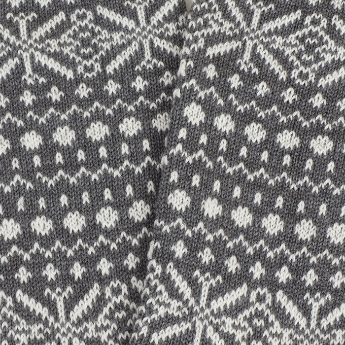 Close-up of a gray and white patterned fabric